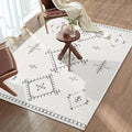 ILANGO Area Rug 3'x5' for Living Room Bedroom Washable Moroccan Boho Rugs for High Traffic Area Non Slip & Non-Shedding Rugs Fade Resistant Carpet for Doorway Entryway Kitchen Laundry (White)