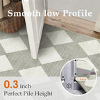 3x5 Checkered Area Rug Grey Machine Washable Small Rug Non-Slip Stain Resistant Low Pile Boho Accent Indoor Throw Carpet for Entryway Office Bedroom Dining Living Room