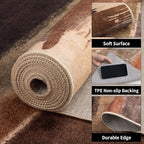 Ciicool Modern Abstract Area Rug 2x3 Washable Small Entryway Rugs, Black Brown Non-Slip Low Pile Throw Entry Rug, Foldable Kitchen Bathroom Rugs Floor Carpet for Entrance Bedroom Indoor Doormat