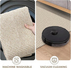 KOZYFLY Indoor Door Mat 2x3 ft Small Area Rugs Washable Front Door Mat Non Slip Rubber Backed Entryway Rug Cotton Entrance Doormat for Front Porch Bathroom Kitchen Bedroom, Ivory/Khaki