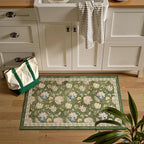 jinchan Elora 2x3 Floral Rug for Entryway Washable Kitchen Rug Vintage Romance Design Small Mat Non Slip Indoor Doormat Lightweight Low-Profile Throw Carpet for Entrance Bathroom Laundry Room, Green