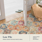 Lahome Kitchen Rugs Non Slip Washable Rugs for Entryway, 2x4 Rug Non-Slip Moroccan Trellis Ultra-Thin Indoor Door Mat Small Carpet for Bathroom Bedroom Entry, Cream/Multi