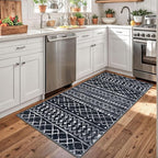 KUTA Boho Moroccan 3x5 Entryway Rug, Black Non-Slip Washable Low-Pile Living Room Area Rug, Ultra Soft Distressed Geometric Print Throw Carpet for Entrance, Bedroom, Nursery, Dorm, Kitchen