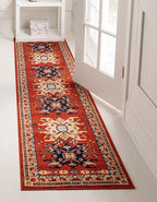 Unique Loom Taftan Collection Border Geometric Tribal Inspired Design Area Rug (2' 2 x 8' 2 Runner, Terracotta/ Ivory)