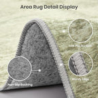 Valenrug Washable Rug 6x9 - Stain Resistant 6x9 Area Rugs for Living Room, Non Slip Backing Printed Rugs for Bedroom, Folable Machine Washable Area Rug (6'x9', Green)