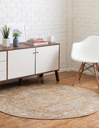 Unique Loom Isabella Collection Area Rug - Adjani (3' 3" Round, Beige/ Black)