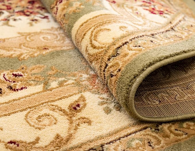 Rugs.com Chateau Collection Rug – 5' 3 Octagon Green Medium Rug Perfect for Living Rooms, Kitchens, Entryways