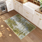 Entrance Rugs Indoor 2x3 Green Entry Rug Washable Abstract Small Area Rug Non-Slip Low Pile Throw Rugs for Entryway, Kitchen Floor, Front Door Indoor Door Mat, Bedroom Bedside