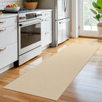 EARTHALL Washable Runner Rug 2x6 Ft Non Slip Runners for Hallways Cotton Rubber Backed Kitchen Runner Braided Indoor Floor Carpet Runners for Entryway, Hallway, Kitchen, Bedroom, Golden Beige/White