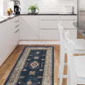 RUGGABLE Washable Vintage Runner Rug – Verena Sapphire 2.5x7, Stain-Resistant, Non-Slip Hallway Runner – Machine Washable Rug for Hallway, Entryway, Living Room & Kitchen–with Standard Pad