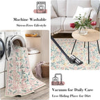 Wonnitar Floral Washable Runner Rug, 2'6"x8' Runners for Hallways Pink Rugs for Entryway Bedroom, Boho Non Slip Soft 8ft Long Carpet for Kitchen Bathroom Laundry