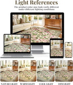 Floral Area Rug Living Room - 8x10 Washable Rugs Low Pile Non-Slip Soft Bedroom Rugs Under Bed Stain Resistant Accent Indoor Vintage Carpet for Dining Room Nursery Home Office Decor, Brown
