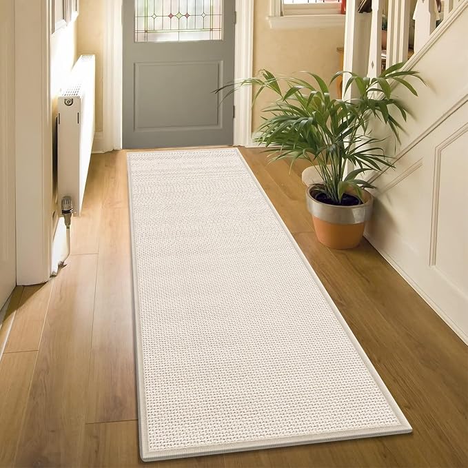 GOYLSER Carpet Runners for Hallway 6ft Washable, Braid Jute Kitchen Floor Runner Sink Mat Absorbent, Small Farmhouse Kitchen Carpet, Beige