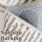 jinchan Moroccan 5x7 Area Rugs for Bedroom - Machine Washable Soft Modern Geometric Stain Resistant Non-Slip Ultra-Thin Low-Pile Faux Wool Carpet for Living Room Kitchen Dining Room (5x7ft, Taupe)