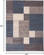 Rugshop Modern Boxes Design Non-Slip (Non-Skid) Area Rug for Entryway,Kitchen,Bedroom 4' x 6' Blue