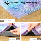 4x6 Rugs for Bedroom, Fluffy Small Area Rugs for Living Room, Soft Shag Fuzzy Carpet with 4 Non-Slip Stickers for Kids Boys and Girls Nursery Dorm Room Home Decor (Rainbow, 4ft x 6ft)