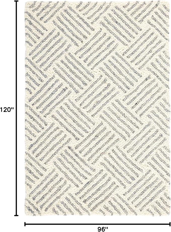 Dash & Albert Layers Grey Hand Hooked Wool Rug, 7.5 X 9.5 Feet, Grey/Ivory Geometric Pattern