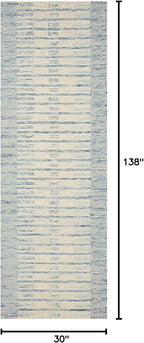 Loloi Chris Loves Julia Chris Collection CHR-01 Ivory/Denim 2'-6'' x 11'-6'', .50" Pile Height, Runner Rug