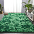 Large Shag Area Rugs 5 x 8, Plush Fuzzy Rugs for Living Room, Ultra Soft Fluffy Furry Rug for Bedroom, Indoor Carpet Nursery Rugs for Kids Room Home Decor, Tie-Dyed Emerald Green