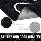 Smiry Dog Door Mat for Muddy Paws, Absorbent Dirt Trapper Non Slip Quick Dry Washable Chenille Mat for Mud Dogs, Entry Rug for Indoor and Outdoor (47x32 Inches, Black and White)