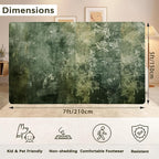 Green Vintage Distressed Carpet for Living Room, 5x7 Non-Slip Washable Low Pile Abstract Design Rug, Space Saving Area Rug for Bedroom, Dining Room