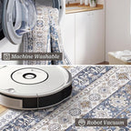 zesthome 10x12 Area Rugs,Stain Resistant Washable Rug,Ultra-Thin Rugs for Living Room,Bedroom,Non-Slip Backing Home Decor Large Area Rug (Blue/Beige,10'x12')