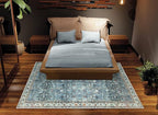 Bloom Rugs Washable Non-Slip 5' x 7' Rug - Blue/Beige Traditional Area Rug for Living Room, Bedroom, Dining Room, and Kitchen - Exact Size: 5' x 7'