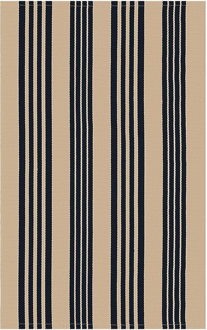KOZYFLY Striped Front Door Mat 27.5x43 Inches Brown and Black Front Door Rug Cotton Washable Indoor Outdoor Rug Doormats Outdoor Small Striped Area Rugs for Kitchen Entryway Front Porch