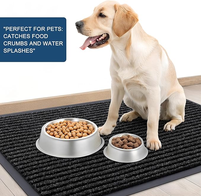 OLANLY Front Door Mat Indoor Outdoor Entrance, Waterproof Heavy Duty Doormat, Fade Resistant, Low Profile, Easy Clean Patio Porch Welcome Floor Mats for Entry, 29.5x17, Off-Black