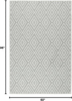 Dash and Albert Diamond Machine Washable Area Rug - 5' x 8' Platinum/White - Diamond Accent Rug - Anti-Slip Backing, Lightweight, Machine Washable, High Traffic Areas Kitchen, Mudroom, Laundry Room