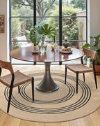 DEXI Round Jute Rug Natural Fiber 5x5, Braided Woven Area Rugs No Shed, Soft Neutral Rustic Carpet Mat for Indoor Outdoor Patio Dining Living Room Bedroom Farmhouse, 5ft, Beige/Black