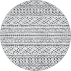 KUTA Boho Round Area Rugs 6Ft Grey Moroccan Circle Washable Rug Non-Slip, Soft Distressed Geometric Low-Pile Throw Carpet for Living Room Bedroom Nursery Dorm Decor