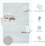 8x10 Area Rug Living Room: Washable Boho Geometric Moroccan Rug Neutral Modern Farmhouse Indoor Soft Non Slip Ultra Thin Large Printed Pattern Carpet for Bedroom Home Office (Grey, 8'x10')