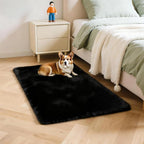 2x3 Solid Fluffy Black Area Rug – Washable, Durable, Small Bedroom Rug, Non-Slip High Pile Shag Rugs for Living Room, Bedroom, Bedside, Dorms,Grils Rooms, Kids Room, Soft Indoor Floor Carpet