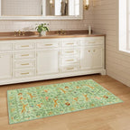 DUKINO 2x5 Rug for Hallway, Washable Kitchen Runner Rug with Non Slip Backing, Soft Low Pile Vintage Animal Runner for Bedroom, Kitchen, Hallway, Entryway, Laundry, Light Green