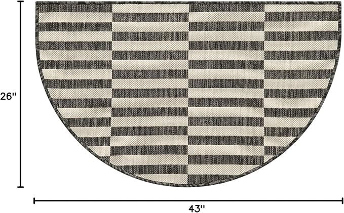 Unique Loom Outdoor Striped Collection Area Rug - Striped (2' 2" x 3' 7" Hearth Charcoal/Ivory)