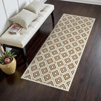 Bavni Hallway Runner Rug Machine Washable, 2x5 Non Slip Lightweight Washable Runners, Moroccan Checkered Rug for Entryway Laundry Kitchen Bathroom Corridor Bedside, Yellow Brown