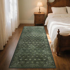 2'6x8' Washable Runner Rug for Hallway, Non Slip Vintage Floral Long Carpet Runners for Entryway, Kitchen, Bathroom, Bedroom, Low Pile Laundry Rugs Rubber Backing (Distressed Green)