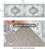 Enkor Runner Rugs for Hallway, 2x6 Washable Soft Non Slip Floor Rugs for Kitchen, Modern Mat for Living Room Bedroom Entryway Blue & White