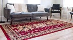 Unique Loom Taftan Collection Border Geometric Tribal Inspired Design Area Rug (9' 0 x 12' 0 Rectangular, Red/ Gold)