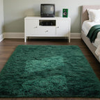 Zentavio Area Rugs for Living Room Small Carpet for Bedroom 3x5 Bedside Washable Soft Fluffy Shag Aesthetic Plush High Pile Throw Rug for Nursery Kids Room Dorm Room Green