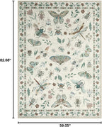 Lahome Insect Print Washable Area Rugs 5x7, Soft Rugs for Living Room Ultra-Thin Non-Shedding Modern Bedroom Rug, Stain Resistant Throw Rug Large Carpet for Dining Room Kids Nursery(5'x7',Beige)