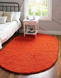 Unique Loom Solid Shag Collection Area Rug (3' 3" x 5' 3" Oval, Tiger Orange)