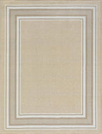 Beverly Rug Non Slip Area Rugs 3x3 Modern Bordered Non Skid Rubber Backing Soft Area Rug for Living Dining Room Easy to Clean Non Shedding Kitchen Bedroom Indoor Carpet 3 x 3 Beige