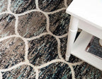 Rugs.com Lattice Frieze Collection Rug – 2' x 4' Runner Blue Multi Medium Rug Perfect for Living Rooms, Large Dining Rooms, Open Floorplans
