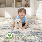 7x10 Area Rug Living Room: Washable Large Abstract Modern Soft Rugs Stain Resistant Indoor Floor Non Slip Accent Carpet for Bedroom Nursery Playroom Office Dining Room Dorm Home House- Tan