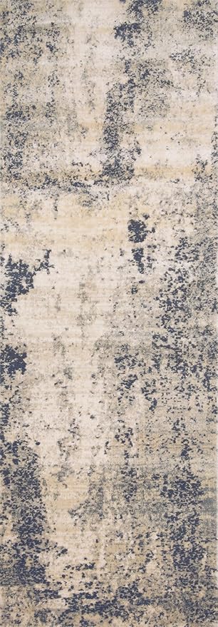 Loloi Teagan Collection TEA-07 Natural/Denim 5'-3" x 7'-6" Area Rug, Large, Soft Neutral Rug, High-Traffic for Living Room, Bedroom, Home Office, Dining Area