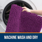 OLANLY Bathroom Rugs 36x24, Extra Soft Absorbent Chenille Bath Rugs, Rubber Backing Quick Dry, Machine Washable Bath Mats for Bathroom Floor, Tub and Shower, Home Decor Accessories, Purple