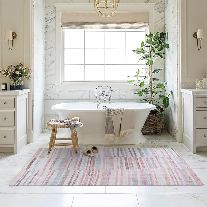 Fame Living Washable Area Rug. Modern Farmhouse. Vintage. Turkish. Bohemian. Distressed. Oriental. Traditional. Rugs for Living Room. Dining. Bedroom. Office. Entryway. Foyer. (865MM, 5'9" x 8'9")