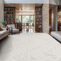 Modern Micro Loop Indoor Area Rugs for Living Room Bedroom Kitchen Geometric Square White 8x10 Luxury Durable Low and High Pile Non-Shedding Stain Resistant Soft Area Carpet 8 x 10